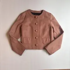 美品⭐︎アニエスベーノーカラー ジャケット 羊革 サーモンピンク 短丈のサムネイル