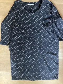 【サイズフリー】アーバンリサーチドアーズ黒の幾何学柄七分袖ワンピース