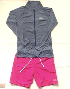 RUSTY ラスティ　ラッシュガード&ショートパンツ　水着　ピンク　グレー　L