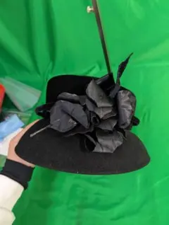 GRAHAM SMITH II 英国製 ファーフェルトハット 黒 花装飾