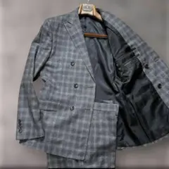 ダーバン ダブル スーツ セットアップ グレンチェック A6 M 紺 グレー