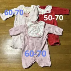 女の子ロンパースまとめ売り 50 60 70 ミニー スタイ付き ベビー服