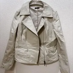 極美品✨アルマーニエクスチェンジ　ライダース　ジャケット　羊革　ホワイト　S 極美品✨アルマーニエクスチェンジ ライダース ジャケット 羊革