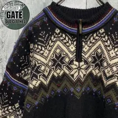 【ノルウェー製】ダーレオブノルウェー★ハーフジップ ウールニットセーター XL