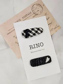 モダンクラシックな白黒ヘアピン ふわふわ 子ども用 2個セット　単品OK