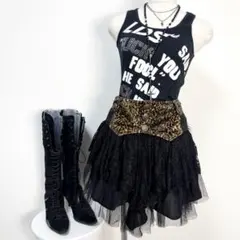 y2k❤️00s ALGONQUINS ヒョウ柄 コルセット風 ヘム スカート