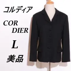 ★美品★コルディアCORDIER ジャケット長袖 刺繍ボタン ブラックL【3】