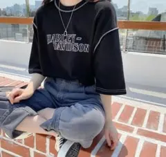 ステッチ 半袖 ロゴ Tシャツ 韓国　ソナ　ソニョナラのサムネイル