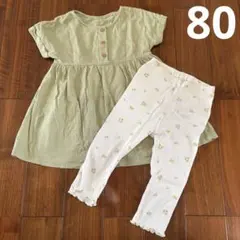 ユニクロ　ベビー服2点セット　80 ワンピース　レギンスのサムネイル