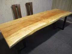 1779□ 栃 トチ テーブル ローテーブル ダイニング 座卓 一枚板 天板
