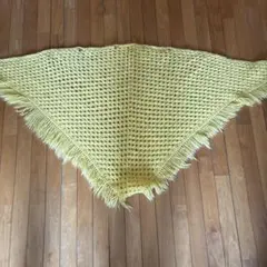 ストール フリンジ付き　イエロー編み物