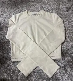 Calvin Klein Jeans 長袖クロップドTシャツ S アイボリー