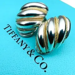 【極美品】TIFFANY イヤリング シェルドームコンビチェーン 750 925のサムネイル