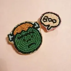 フランケンシュタイン ビーズ刺繍ブローチ ハンドメイド