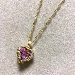 ハート ピンク ゴールド ネックレス ジルコニア キラキラ エレガント 上品