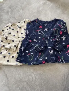長袖トップスセット 水玉と蝶柄babygapロンT