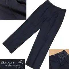 希少 90s アニエスベーオム フランス製 ウール スラックス パンツ 40 黒のサムネイル