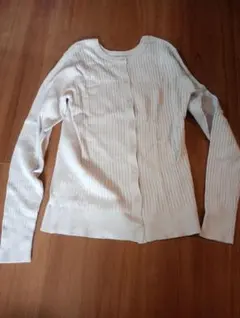 ナノ・ユニバース リブ編み ベージュ カーディガン M