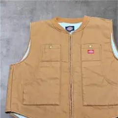 DickiesディッキーズXLダック地ワークベスト裏ボア キャメル