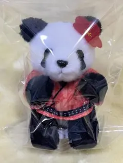 洗濯済]パンダ ぬいぐるみ 赤いチェック柄洋服付き レトロ レア - メルカリ