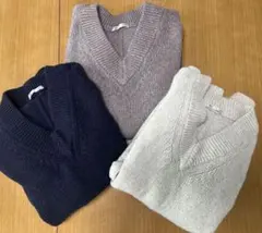 GU レディース Vネックニット Lサイズ 3枚セット セーター