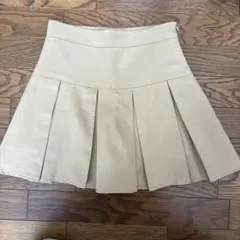 ベージュ プリーツミニスカート