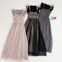 An MILLE ニットセットチュールワンピース ブラックチャコール