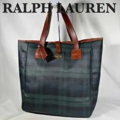 ポロラルフローレン トートバッグ 肩掛け チェック PVC レザー A4収納可能