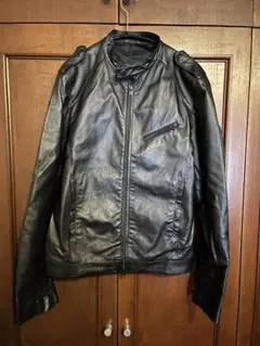 黒レザージャケット シングルライダース ピッグレザー