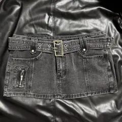 ベルト付き　デニムミニスカート　y2k 平成ギャル グランジ