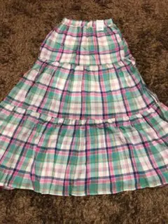 Ⓜ*️様 最終値下げ　新品未使用タグ付　チェック柄ロングスカート　グリーン系