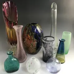 ガラス 花瓶 まとめて 10点 フラワーベース 硝子 クリスタル