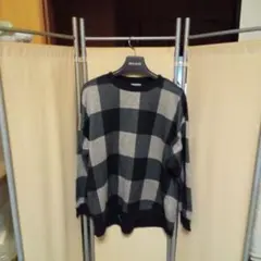 ⬛値下げ美品グレーとブラックのチェック柄長袖ニット⬛