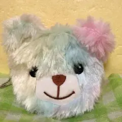 もこもこパステルレインボーファーのくまさんポーチ