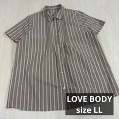 LOVE BODY ストライプ柄 半袖シャツ ブラウン系のサムネイル