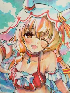 手描きイラスト ウマ娘 ダンツフレーム 水着 ファンアート 原画 - メルカリ