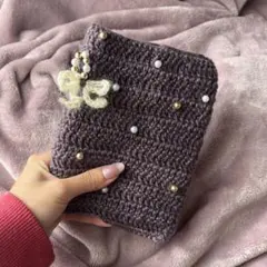 手編みブックカバー　パステルカラー