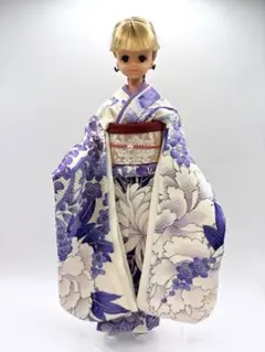 ✴︎529 ジェニーちゃん着物　正絹振袖　金蘭帯セットのサムネイル