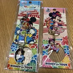 ミッキー携帯ストラップ/ミニーキーホルダー2個セット　沖縄 ディズニーオンツアー
