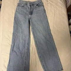 GU ライトブルー ワイドレッグデニム