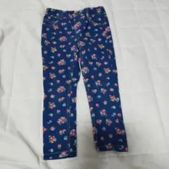 キャスキッズ　ネイビー花柄キッズパンツ 　子供ズボン　4-5歳