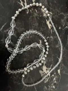 クリスタルパールビーズネックレス