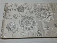 白×シルバー 花柄 袋帯