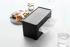 山崎実業両面ティッシュ&ウェットティッシュボックス ブラック
