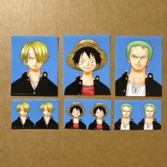 最強ジャンプ付録 顔写真風ステッカー 証明写真 ワンピース サンジ ゾロ ルフィ