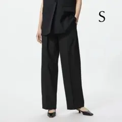 〔裾直し済み〕UNIQLO タックワイドパンツ/丈長め S