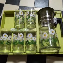 アデリアレトロ デイジー 水差しとグラスセット