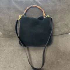 美品✨GUCCI バンブー 2way ミニショルダ ーバッグスエード 黒