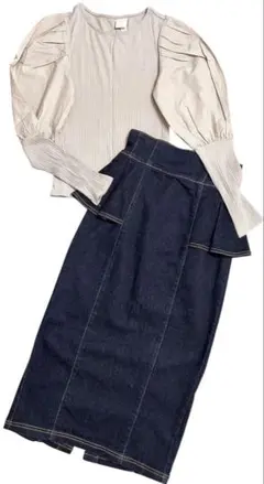 ❤️2点セット❤️ペプラム❤️フリル❤️デニムスカート❤️ノエラ❤️H&M❤️
