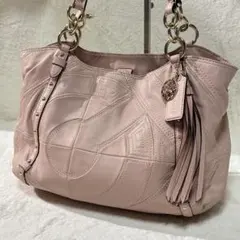 상태좋음 COACH アレクサンドラ チェーン トートバッグ ピンク レザー